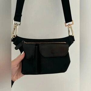 DKNY Black Leather Sling Back Bag